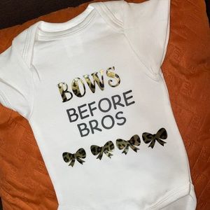 Bros Before Bows animal print onesie